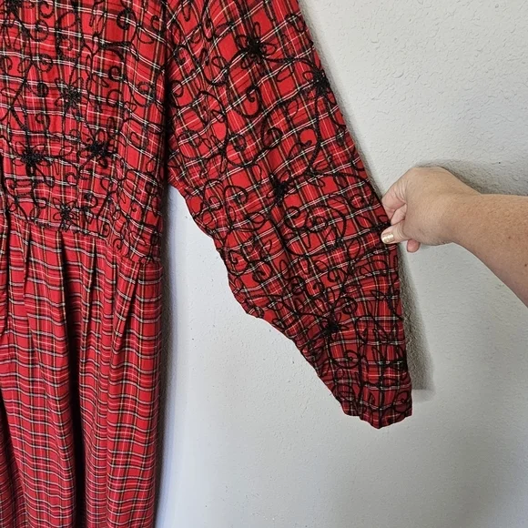 Country Wear‎ Clothing Company Red Black Vintage 90s Plaid Embroidered Size 20W - Picture 7 of 14